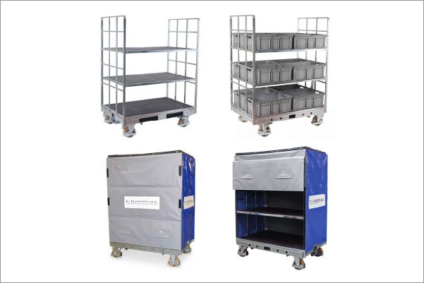 policový přepravní vozík shelf wagon od k.hartwall, pro klt boxy a přepravky